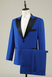 Slim Fit Peak Lapel One Button Blue Men's Prom Suits