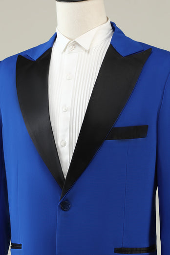 Slim Fit Peak Lapel One Button Blue Men's Prom Suits