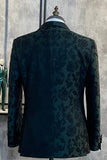 Dark Green Jacquard Shawl Lapel One Button 2 Piece Men's Prom Suits
