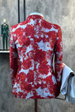 Red Floral Jacquard 2 Piece Men Prom Suits