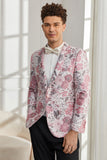 Shawl Lapel One Button Pink Floral Jacquard 2 Piece Homecoming Suits