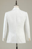 White Jacquard Shawl Lapel 3 Piece Prom Homecoming Suits