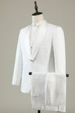 White Jacquard Shawl Lapel 3 Piece Prom Homecoming Suits