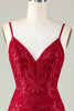 Load image into Gallery viewer, Sparkly Dark Red Sequins Spaghetti Straps Tight Short Homecoming Dress