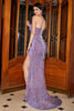 Load image into Gallery viewer, Mermaid Light Purple Sparkly Sequins Prom Dress with Slit