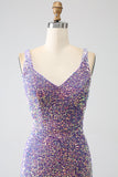 Sparkly Mermaid Light Purple Sequins Prom Dress with Slit