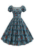Load image into Gallery viewer, Puff Sleeves Printed Vintage Dress