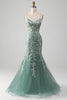 Load image into Gallery viewer, Mermaid Lace-Up Back Light Green Prom Dress with Appliques