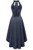 Load image into Gallery viewer, High Low Halter Black Vintage Dress