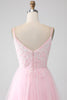 Load image into Gallery viewer, Light Pink A-Line Spaghetti Straps Prom Dress with Beading