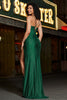 Load image into Gallery viewer, Stylish Mermaid Spaghetti Straps Dark Green Corset Prom Dress with Split Front
