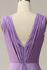 Load image into Gallery viewer, A Line Deep V Neck Purple Sleeveless Long Prom Dress