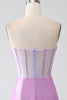 Load image into Gallery viewer, Lilac Mermaid Strapless Corset Prom Dress with Slit