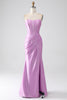 Load image into Gallery viewer, Strapless Purple Mermaid Corset Prom Dress with Pleated