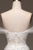 Load image into Gallery viewer, White Off the Shoulder A Line Corset Prom Dress with Appliques