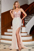 Load image into Gallery viewer, Beaded Mermaid Glitter Pink Prom Dress with Slit