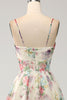 Load image into Gallery viewer, A-Line Flower Printed Ivory Prom Dress with Slit