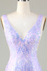 Load image into Gallery viewer, Lavender Sparkly Tight Homecoming Dress with Backless