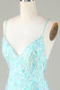 Load image into Gallery viewer, Sparkly Tight Spaghetti Straps Green Homecoming Dress with Backless