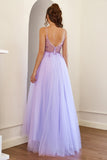 Purple Beading Tulle Prom Dress