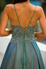 Load image into Gallery viewer, Dark Grey Glitter Spaghetti Straps Long Prom Dress
