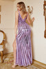 Load image into Gallery viewer, Sheath Spaghetti Straps Purple Sequins Plus Size Prom Dress with Split Front