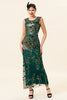 Load image into Gallery viewer, Sheath Round Neck Dark Green Love Heart Beaded Gatsby 1920s Dress