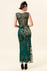 Load image into Gallery viewer, Sheath Round Neck Dark Green Love Heart Beaded Gatsby 1920s Dress