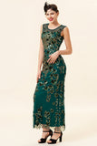 Sheath Round Neck Dark Green Love Heart Beaded Gatsby 1920s Dress