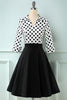 Load image into Gallery viewer, Black and White Polka Dots 1950s Dress