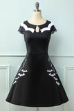 Black 1950S Bat Cape Swing Dress