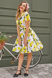 Vintage Lemon Print 1950s Swing Dress