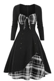 Plaid 1950s Dress with Long Sleeves