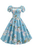 Load image into Gallery viewer, Puff Sleeves Printed Vintage Dress
