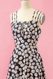 Black Floral Print Daisy Casual Dress