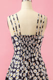 Black Floral Print Daisy Casual Dress