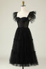 Load image into Gallery viewer, A-Line Tulle Sweetheart Black Cocktail Dress