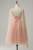 A Line Blush Sweetheart Midi Prom Dress