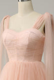 A Line Blush Sweetheart Midi Prom Dress