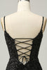 Load image into Gallery viewer, Sparkly Black Corset Sequins Tight Graduation Dress with Lace