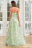 Load image into Gallery viewer, A Line Green Corset Long Tulle Prom Dress with 3D Butterflies Split Front
