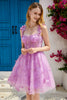 Load image into Gallery viewer, Purple A Line Corset Graduation Dress with 3D Butterflies