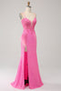 Load image into Gallery viewer, Trendy Mermaid Spaghetti Straps Pink Sequins Long Prom Dress with Appliques