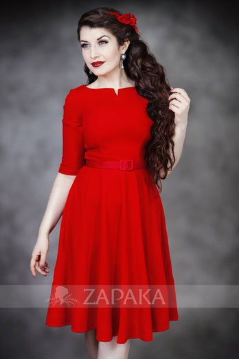 Red Crepe Formal Dress