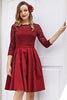 Load image into Gallery viewer, Burgundy V Back Long Sleeves Dress