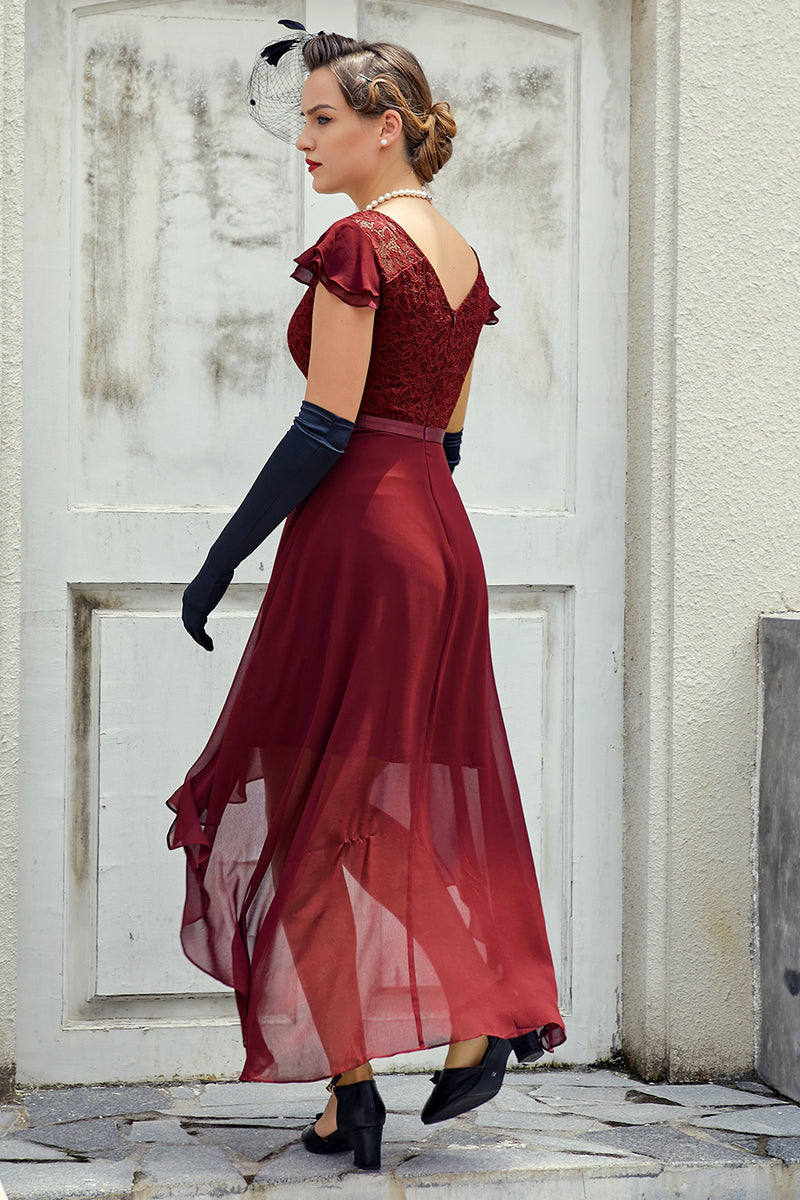 Load image into Gallery viewer, Illusion Neck Asymmetrical Dress