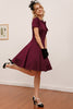 Load image into Gallery viewer, Burgundy Vintage Fall Dress with Sleeves