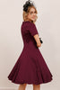 Load image into Gallery viewer, Burgundy Vintage Fall Dress with Sleeves