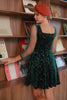 Load image into Gallery viewer, Vintage Dark Green Velvet Cocktail Party Dress