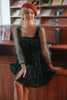 Load image into Gallery viewer, Vintage Dark Green Velvet Cocktail Party Dress